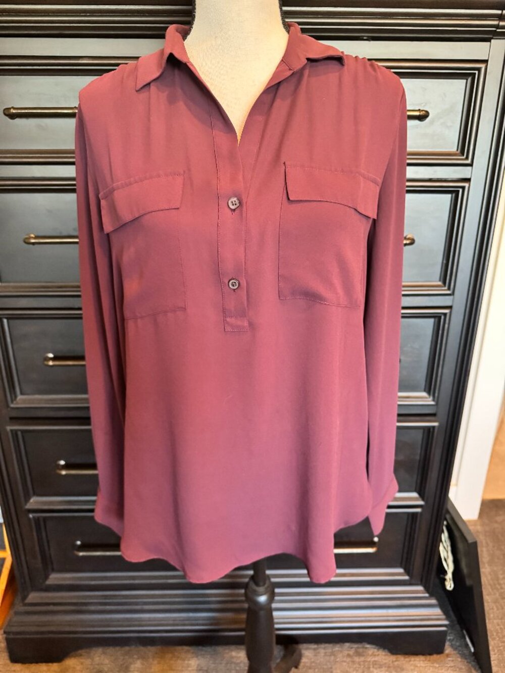 SALE! Ann Taylor Popover Deep Burgundy / Wine Size M Medium